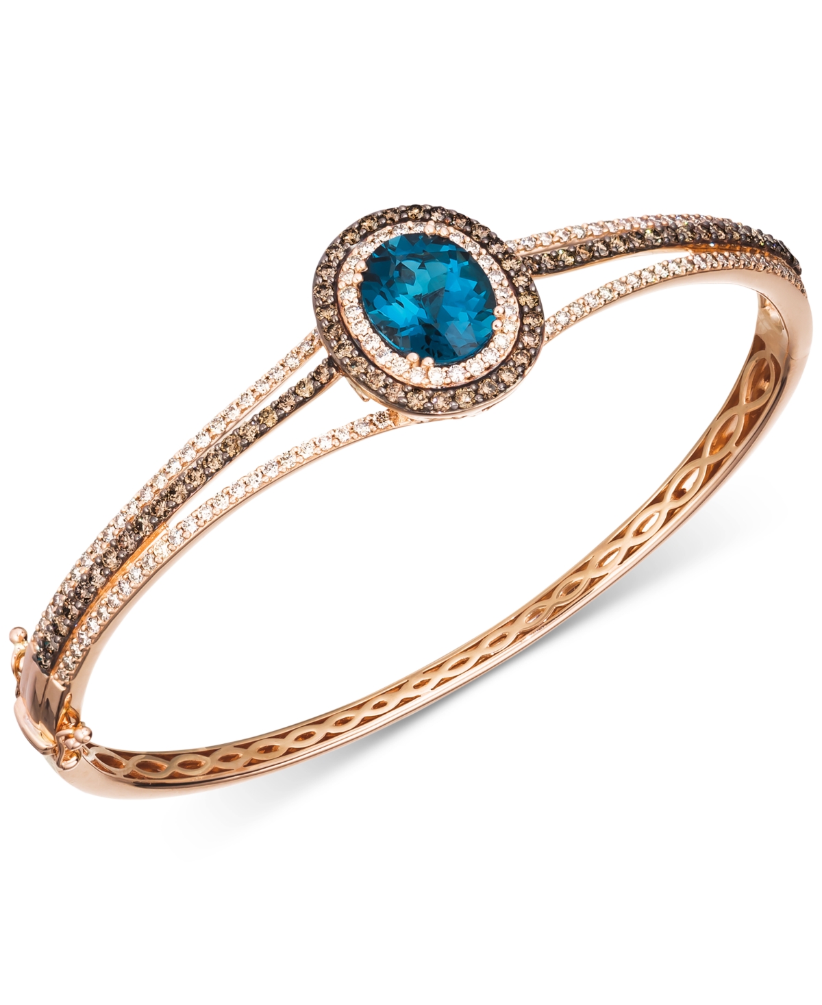 London Blue Topaz (4 ct. t.w.) & Diamond (2-1/4 ct. t.w.) Bangle Bracelet in 14k Rose Gold - Blue Topaz