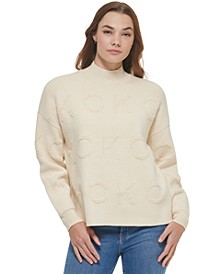 Women's Tonal Logo Mock Neck Sweater