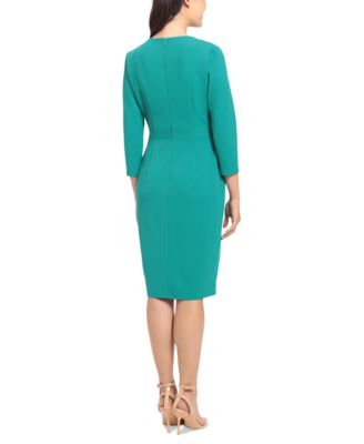 Petite 3/4-Sleeve Tab-Waist Sheath Dress