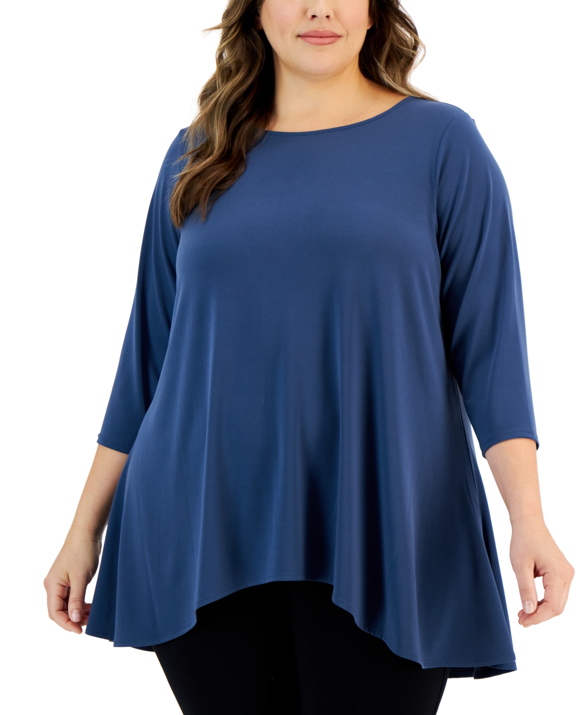 Alfani Plus Size Solid Swing Top, Created For Macy's In Sargasso Sea