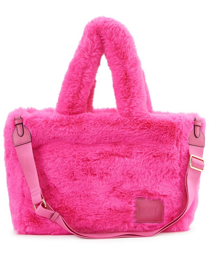 DKNY Hadlee Faux Fur Tote Bag With Convertible Strap - Macy's
