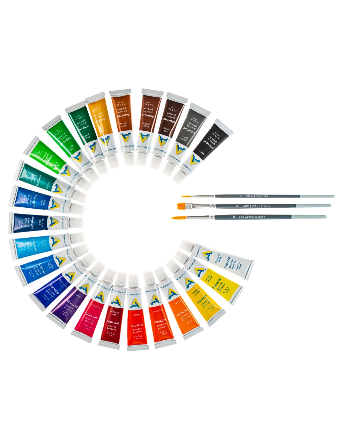 Economy Gouache Color Paint Tubes 24 Piece Set - Multi