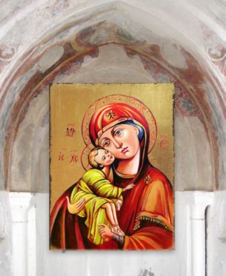 Icon Vladimir Virgin Mary Wall Art on Wood 8"