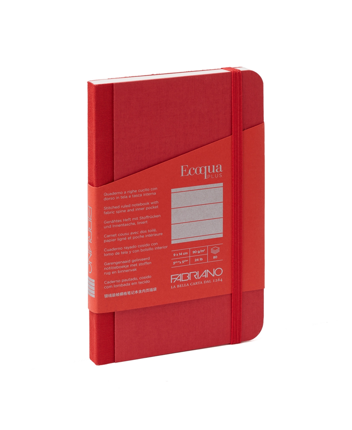 Ecoqua Plus Fabric Bound Lined Notebook, 3.5" x 5.5" - Red