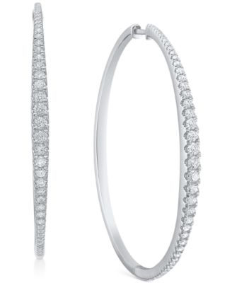 Macy's - Diamond Graduated Medium Hoop Earrings (1-1/2 ct. t.w.)
