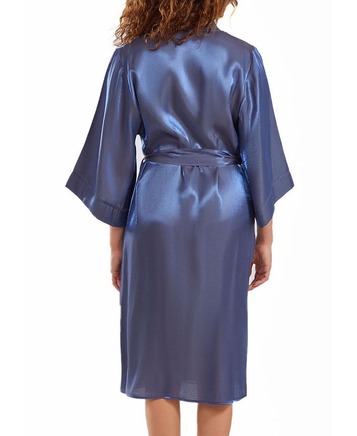 iCollection Women's Skyler Irredesant Robe with Self Tie Sash and inner ...