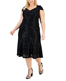 Plus Size Sequin Lace Midi Dress