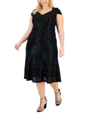 Alex Evenings Plus Size Sequin Lace Midi Dress - Macy's