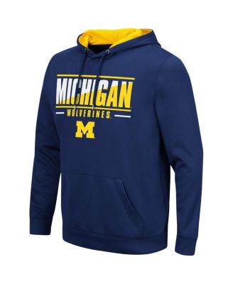 Men's Navy Michigan Wolverines Slash Stack 2.0 Pullover Hoodie
