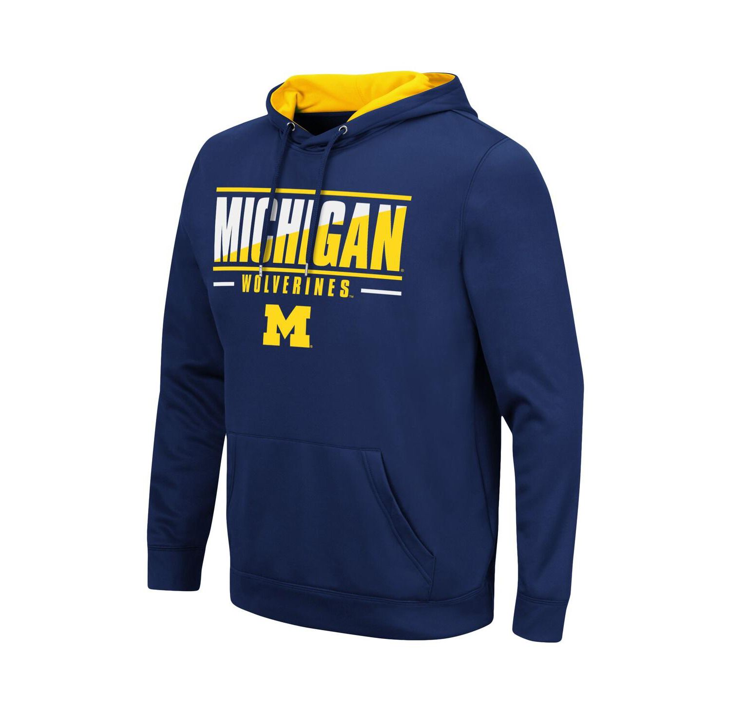 Men's Navy Michigan Wolverines Slash Stack 2.0 Pullover Hoodie