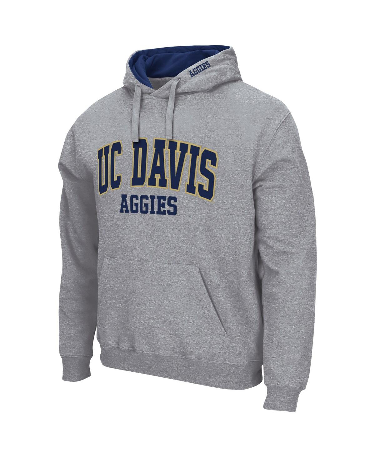 Colosseum Heathered Gray Uc Davis Aggies Arch And Logo Pullover Hoodie In Heathered Gray