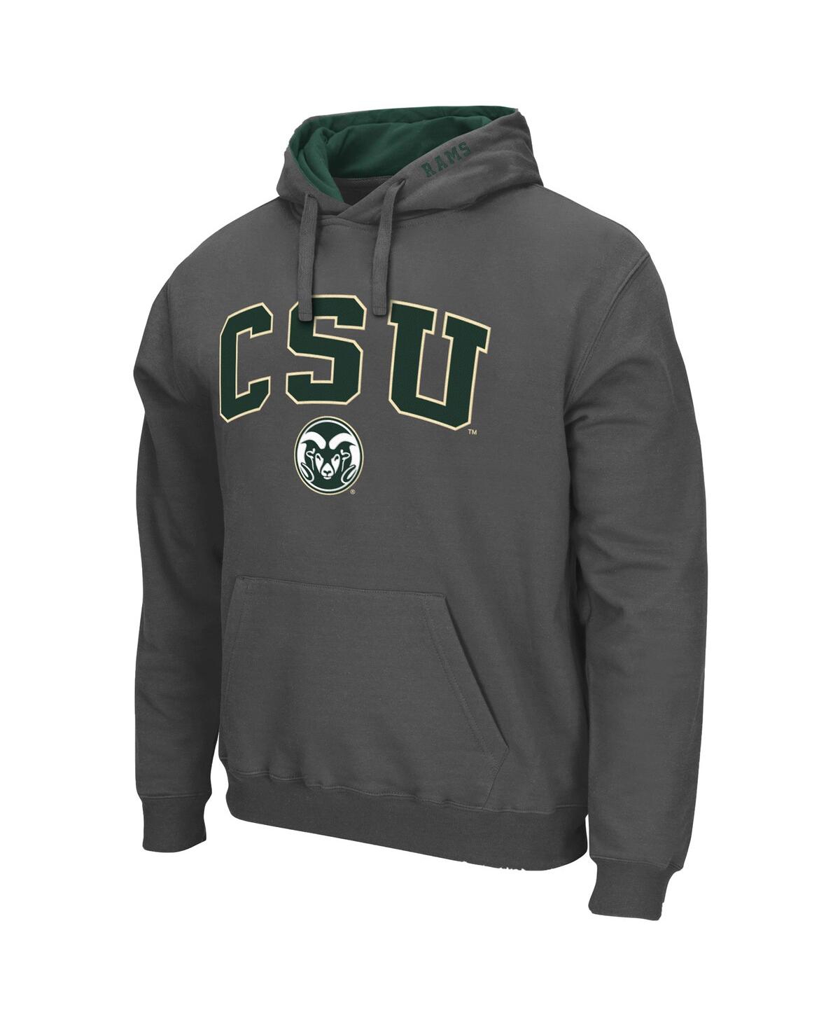 Colosseum Heathered Gray Colorado State Rams Arch And Logo Pullover Hoodie In Heathered Gray