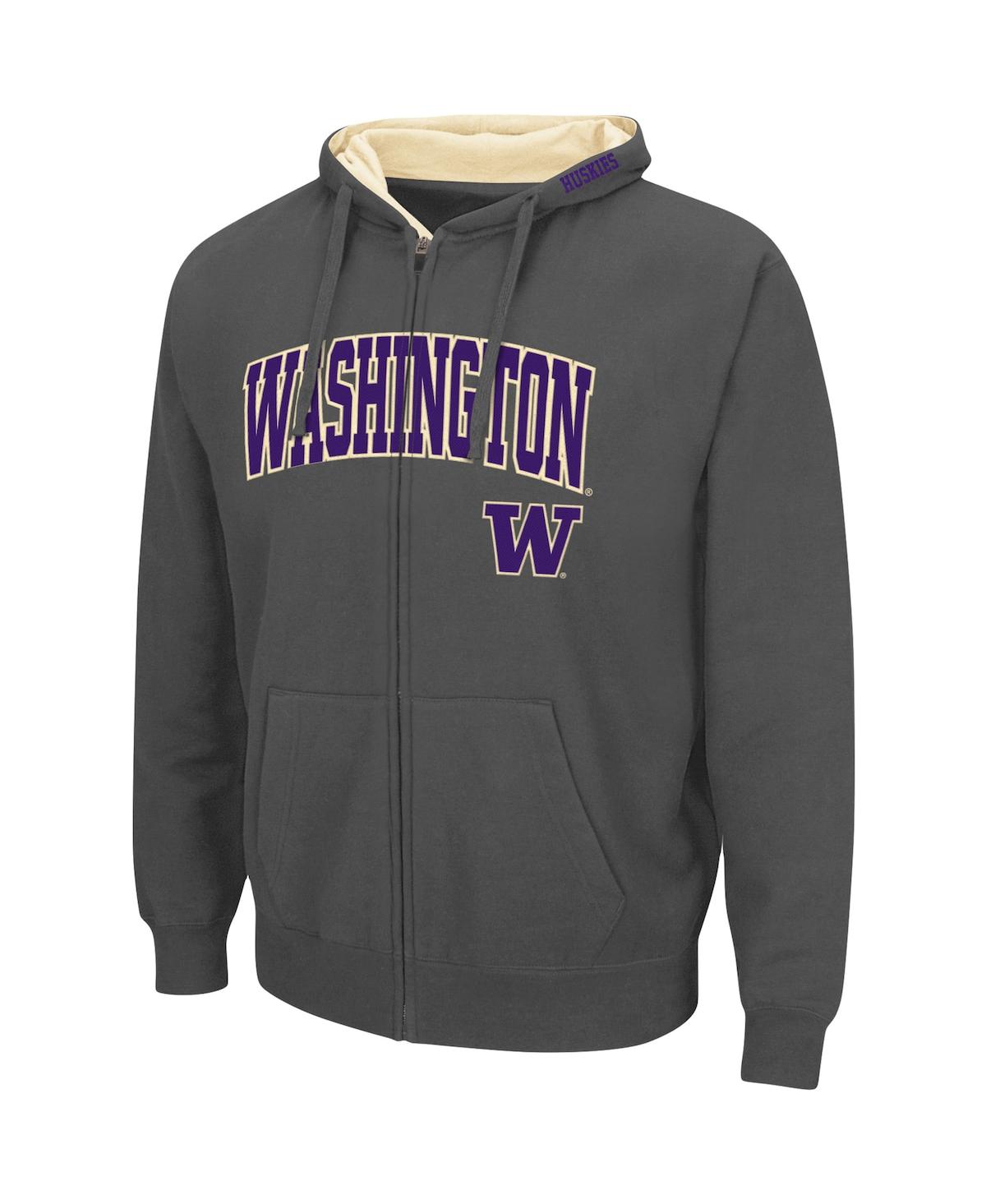 Colosseum Men's  Charcoal Washington Huskies Arch & Logo 3.0 Full-zip Hoodie In Charcoal