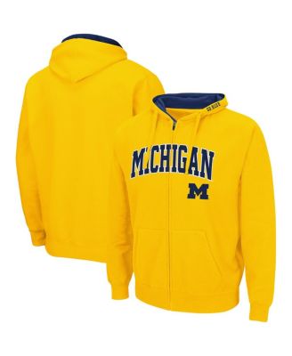 Men's Maize Michigan Wolverines Arch and Logo 3.0 Full-Zip Hoodie