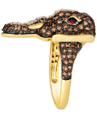 Diamond (2 ct. t.w.) & Passion Ruby Accent Elephant Ring in 14k Gold