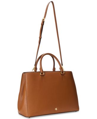 Lauren Ralph Lauren Crosshatch Leather Large Hanna Satchel