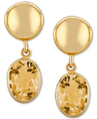 Macy's - Amethyst Disc Drop Earrings (2-1/2 ct. t.w.) in 14k Gold (Also in Citrine & Garnet)