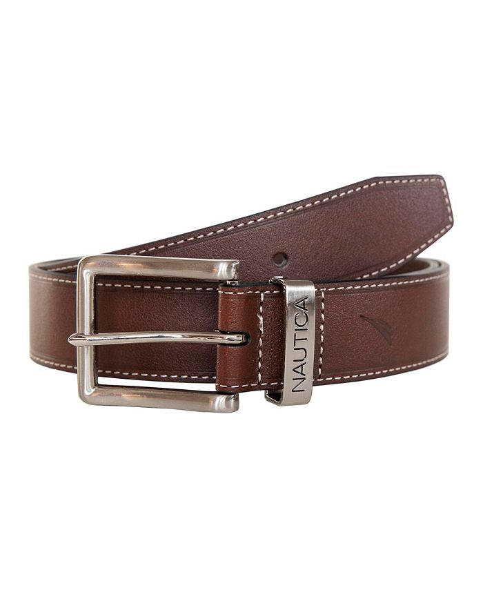 Nautica Men's Leather Jean Belt with Signature Engraved Keeper Macy's
