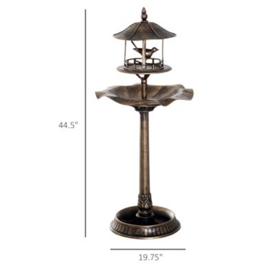 3-in-1 Outdoor Pedestal Bird Bath Feeder Planter Decor -