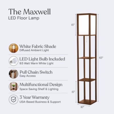 Maxwell 63" LED Shelf Column Floor Lamp with Lantern Shade