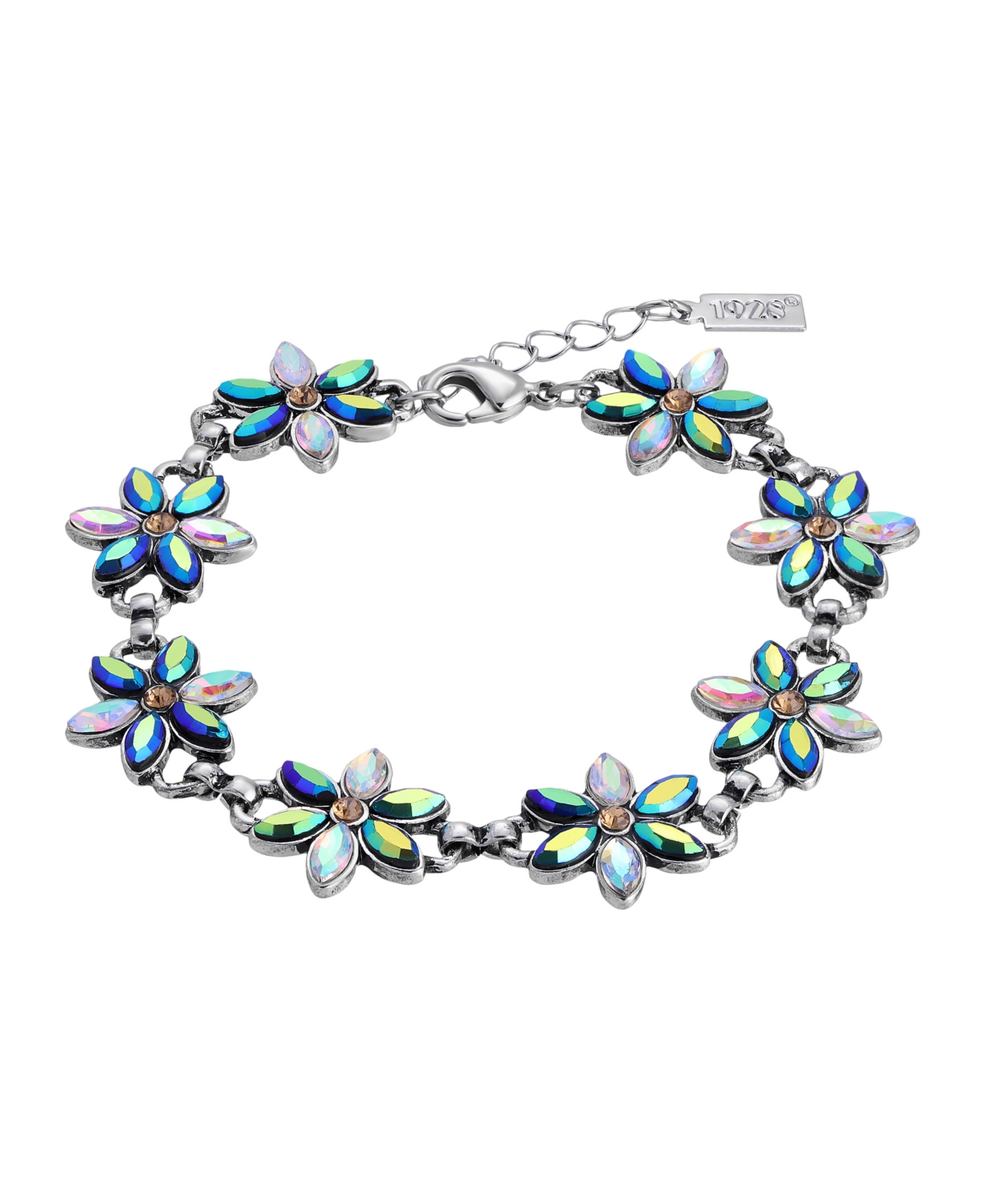 2028 Silver-tone Flower Crystal Ab Bracelet In Multi
