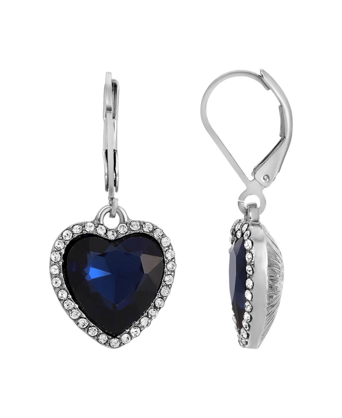 2028 Heart Drop Earrings In Blue