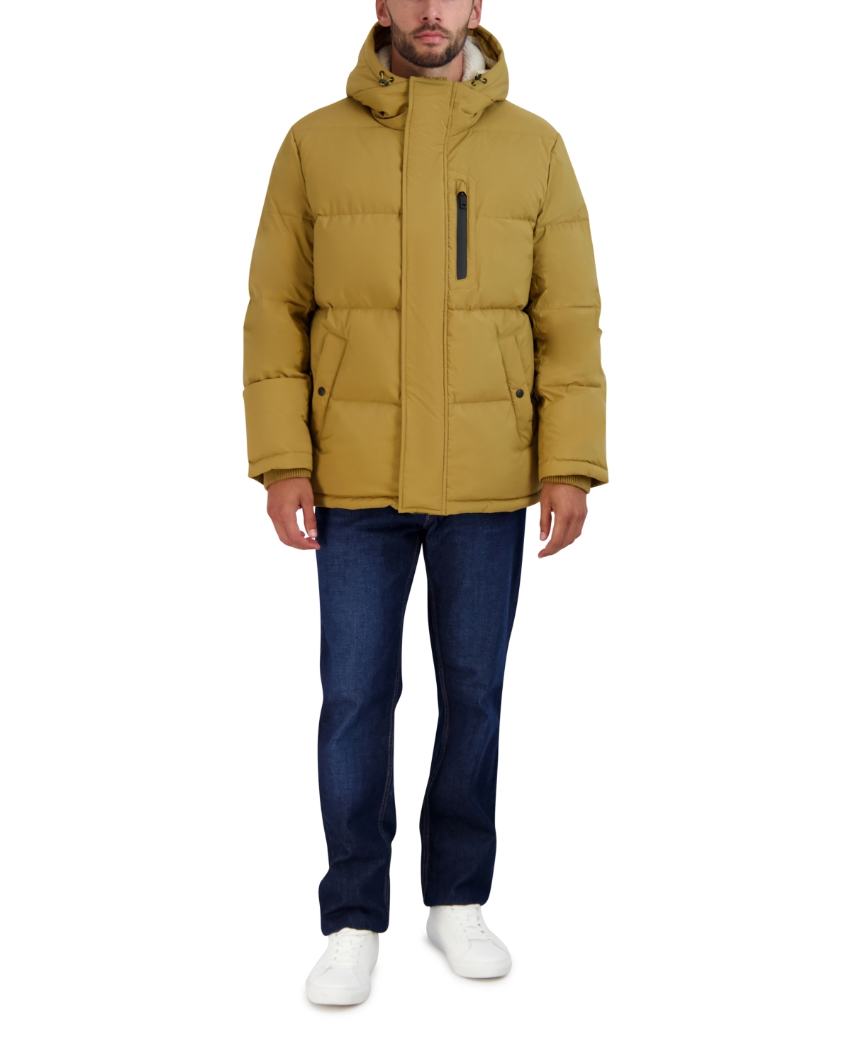 Cole Haan Men's Puffer Coat With Fleece-Lined Hood
