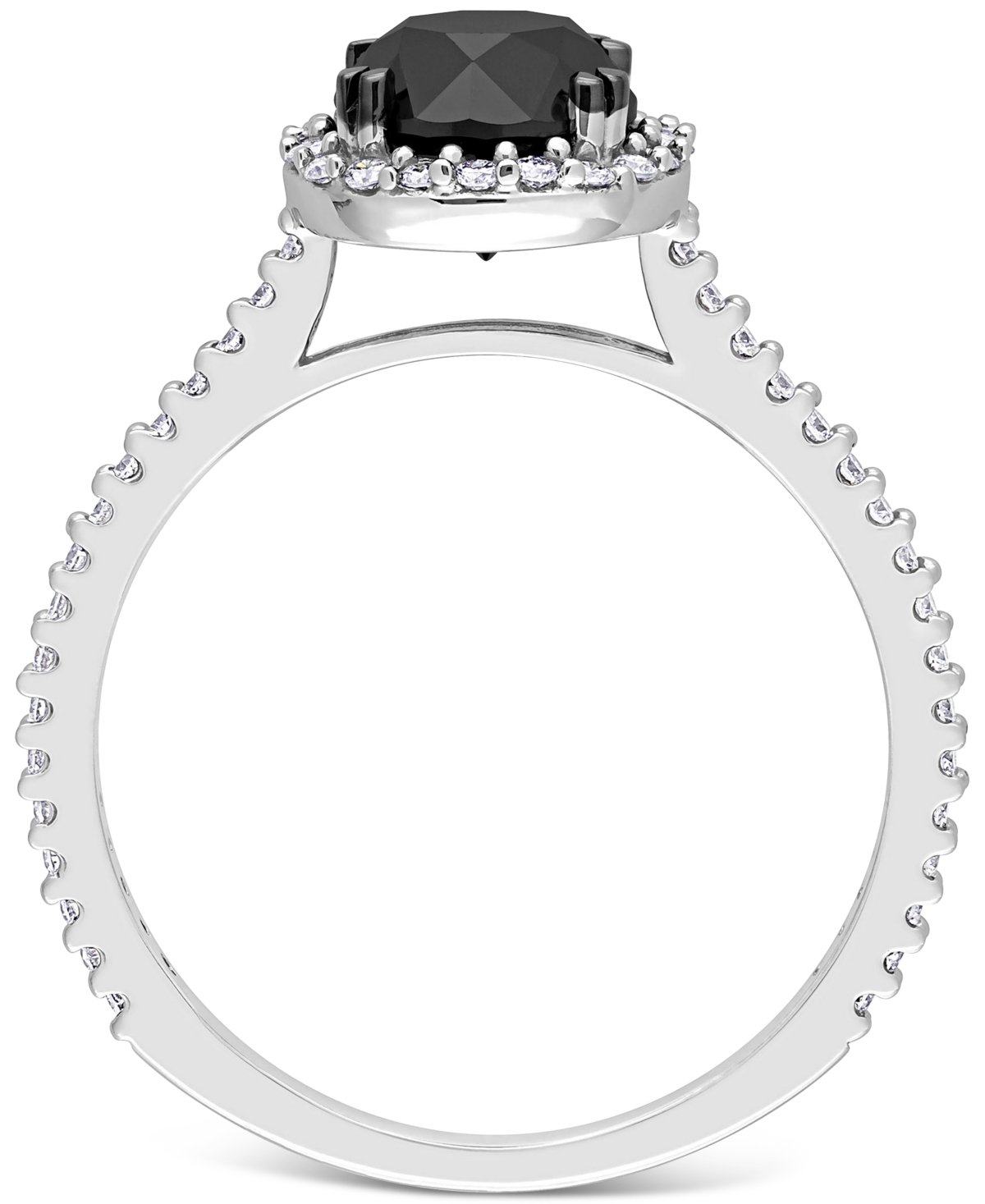 Black Diamond (1 ct. t.w.) & White Diamond (1/4 ct. t.w.) Halo Engagement Ring in 14k- White Gold