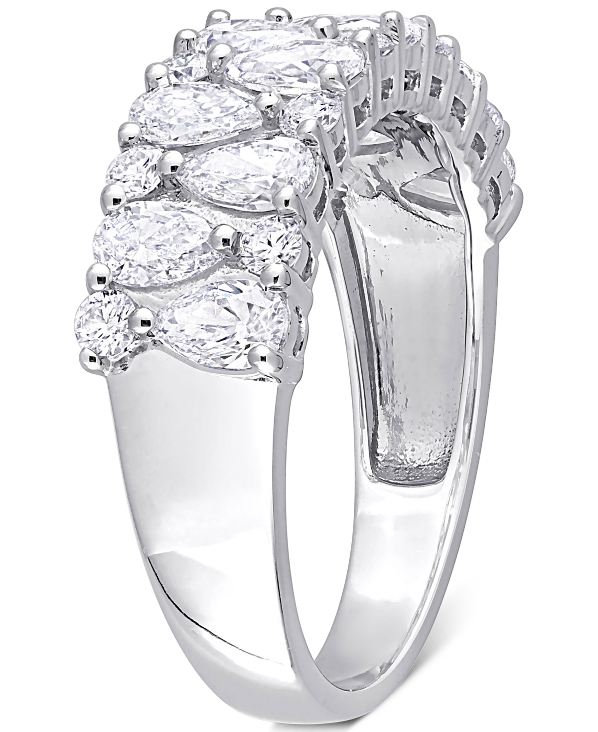 Diamond Pear & Round Semi-Eternity Cluster Ring (2 ct. t.w.) in 14k- White Gold