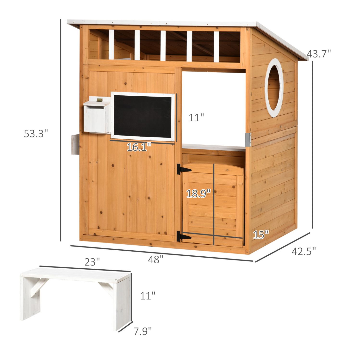 Детские игрушки Outsunny Garden Cottage Outdoor Wooden Playhouse, 6-Piece Set, Ages 3+ — фото 2