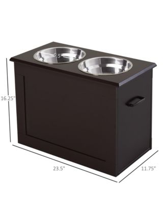 Stainless Steel Raised Pet Bowl Feeding Station with Storage