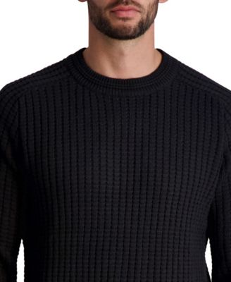 KARL LAGERFELD PARIS Men's Textured Long Sleeve Crew Neck Sweater