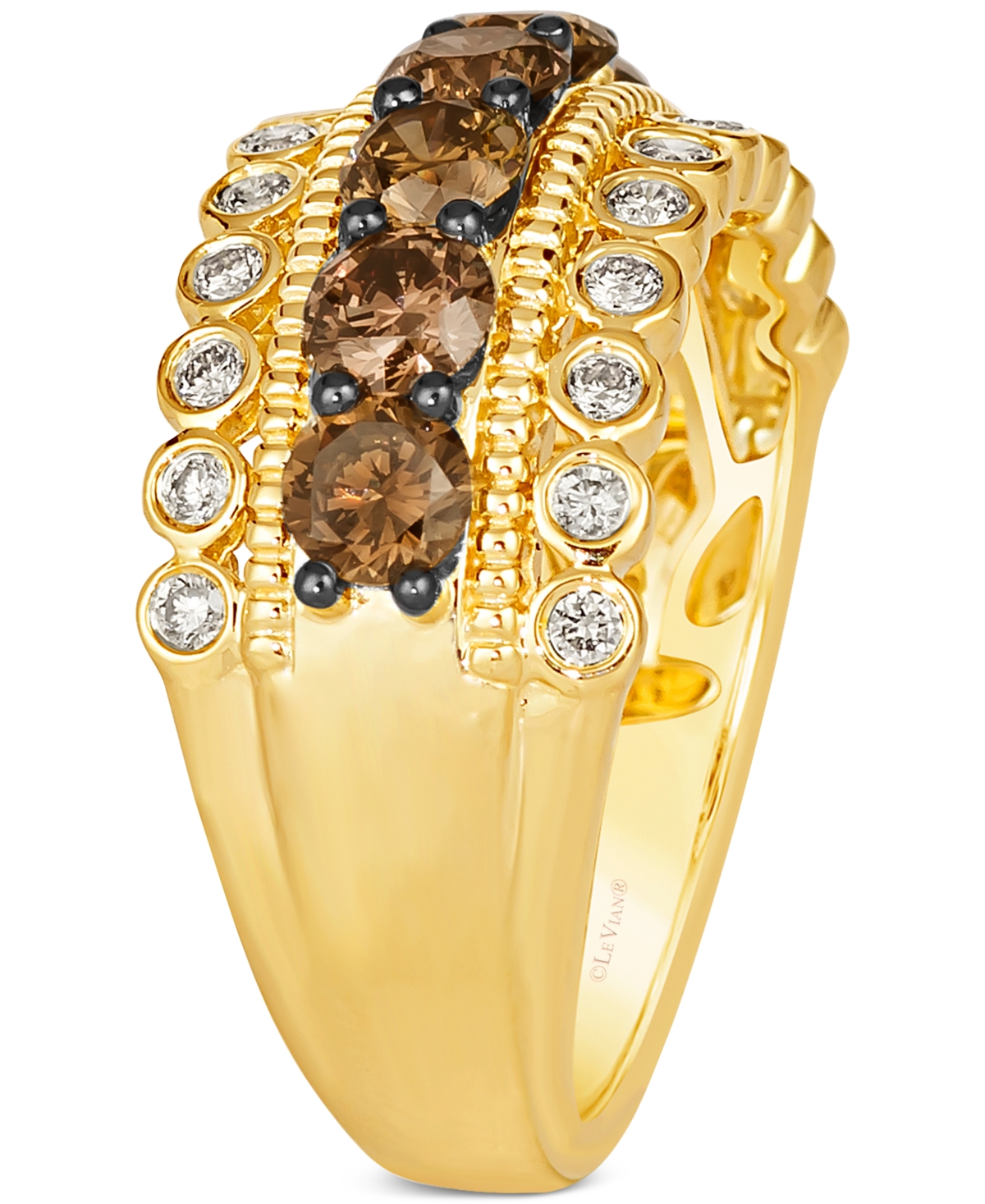 Le Vian Chocolate Diamond (1-1/4 ct. t.w.) & Nude (1/3 Multirow Ring 14k Gold (Also Available Rose or White Gold)