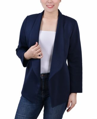 NY Collection Plus Size Long Sleeve Ponte Cropped Jacket