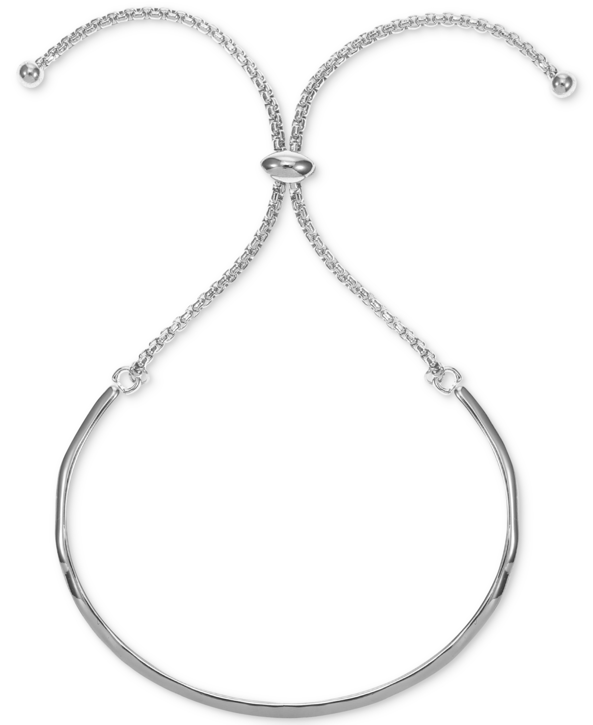 Style & Co Silver-tone Hammered Slider Bracelet, Exclusively At Macy's In Rhodium