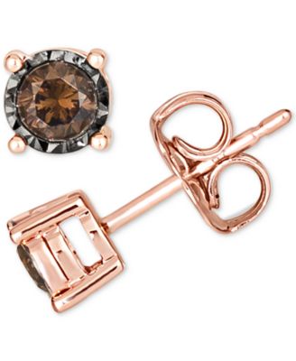 Chocolatier&reg; Chocolate Diamond Stud Earrings (1/4 ct. t.w.) in 14k Rose Gold (Also Available in White Gold or Yellow Gold)