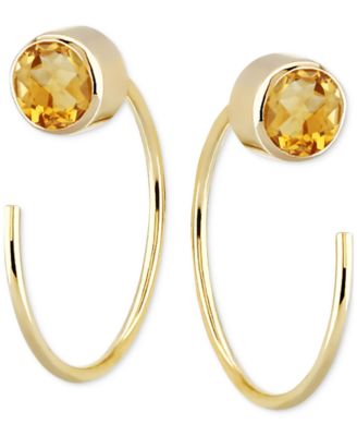 Amethyst Bezel Threader Earrings (3/8 ct. t.w.) in 14k Gold (Also in Swiss Blue Topaz & Citrine)