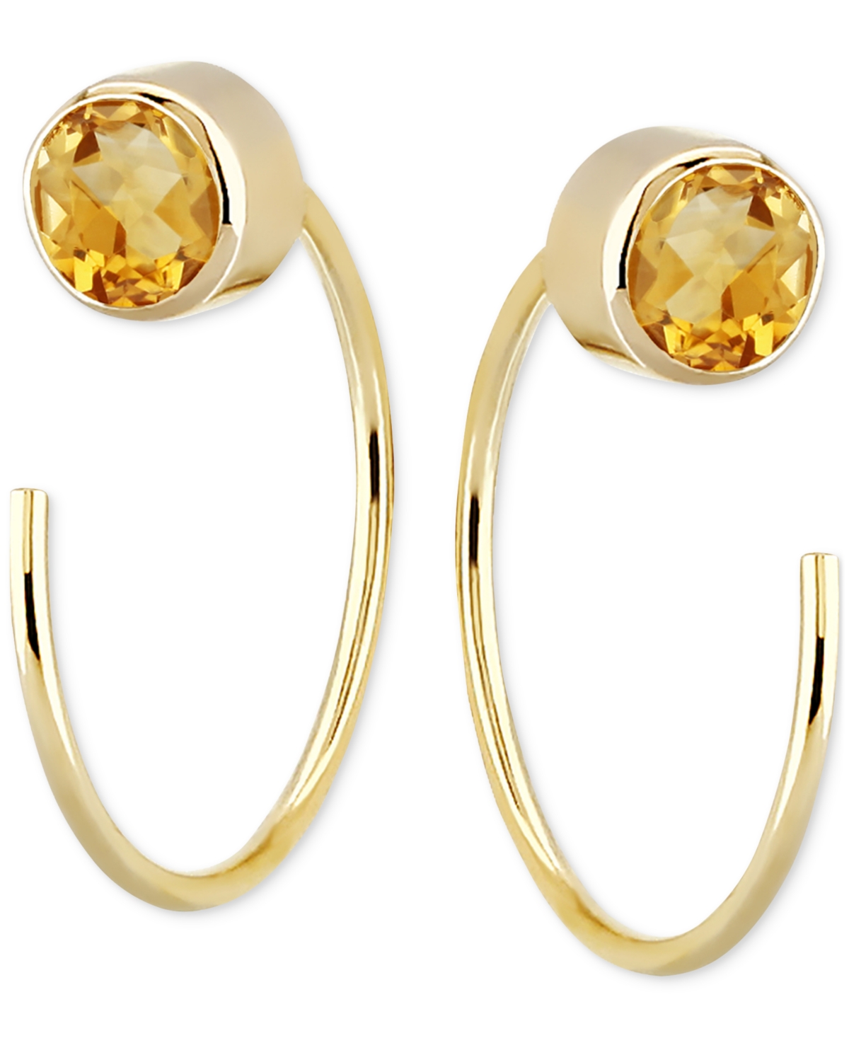 Amethyst Bezel Threader Earrings (3/8 ct. t.w.) in 14k Gold (Also in Swiss Blue Topaz & - Citrine