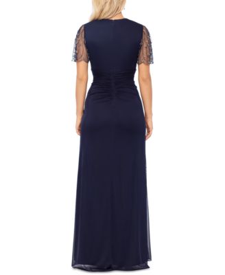 Petite Embellished V-Neck Fit & Flare Gown
