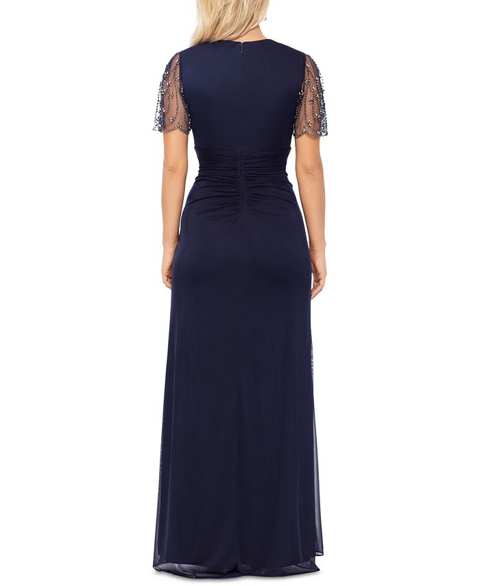 XSCAPE Women's Lace-Sleeve Gown - Macy's