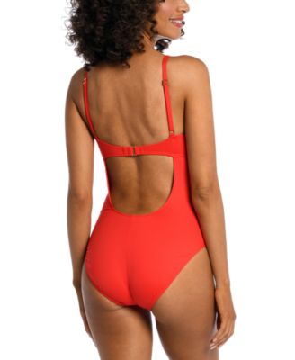 La Blanca Women's Gypsy Soul Cross Front Keyhole One Piece Swimsuit At