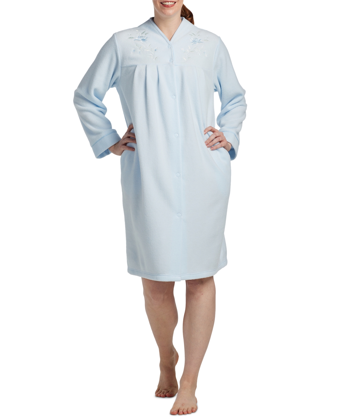 Miss Elaine Women's Longsleeve Snapfront Robe In Blue ModeSens
