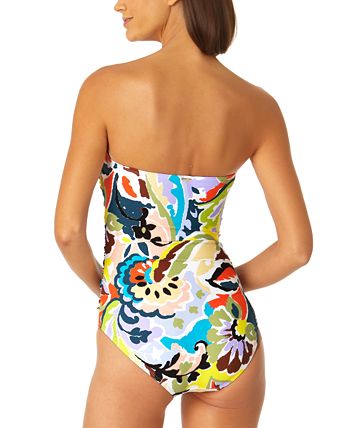 Anne Cole Plus Size Polynesian Printed Twist-Front Strapless One-Piece  Swimsuit - Macy's
