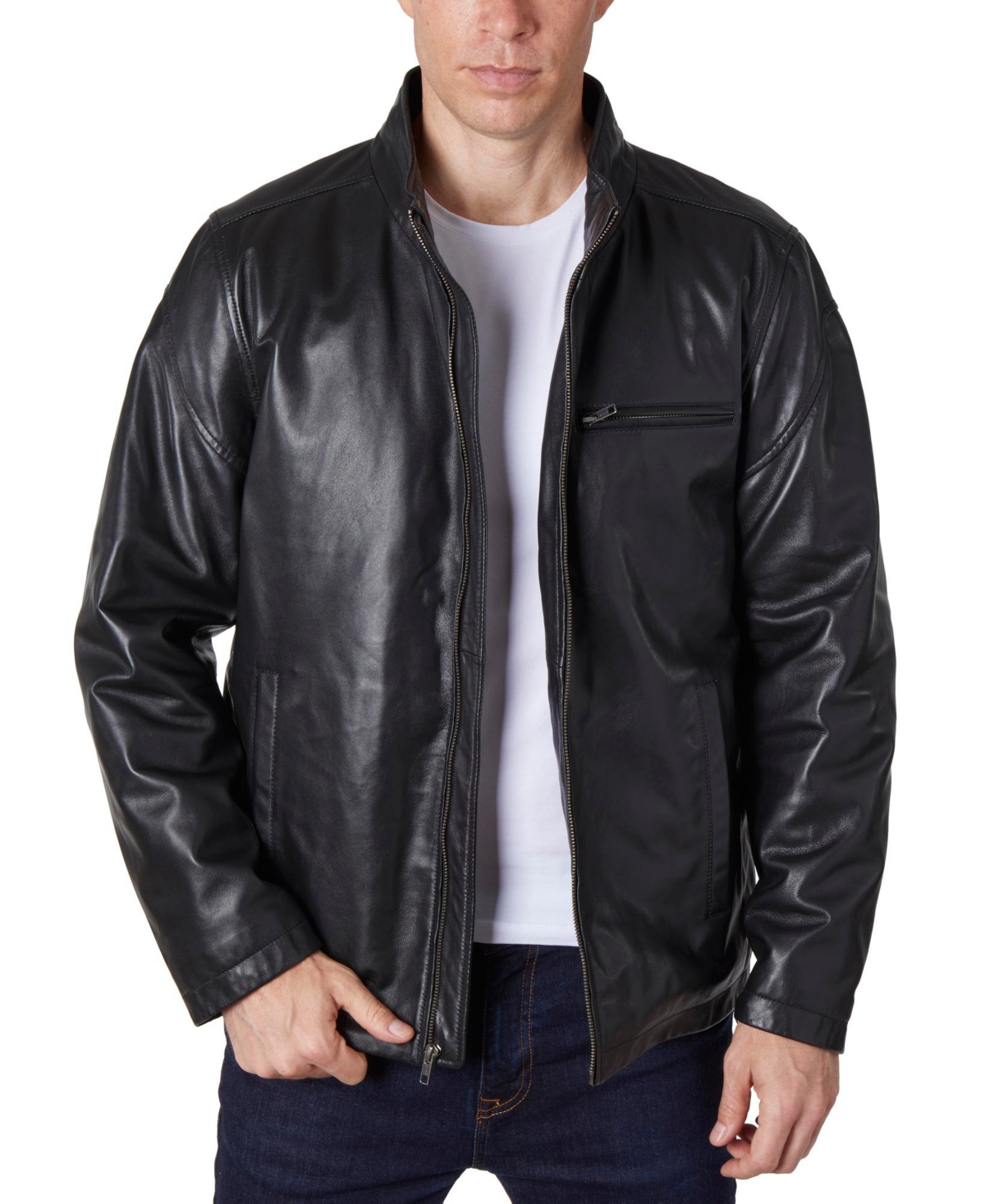 Perry ellis lambskin sale leather jacket mens