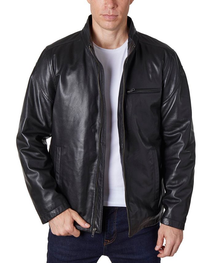 Perry Ellis Men's Zipper Leather Moto Jacket - Macy's