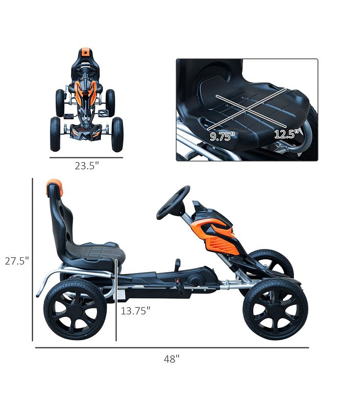 Aosom Outdoor Toy Go Kart Pedal Powered Kids Ride On Bike 4 Wheels Racer Car Macy's