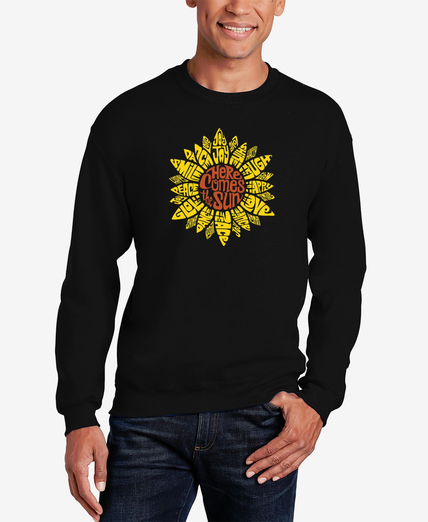 Men's Sunflower Word Art Crew Neck Sweatshirt