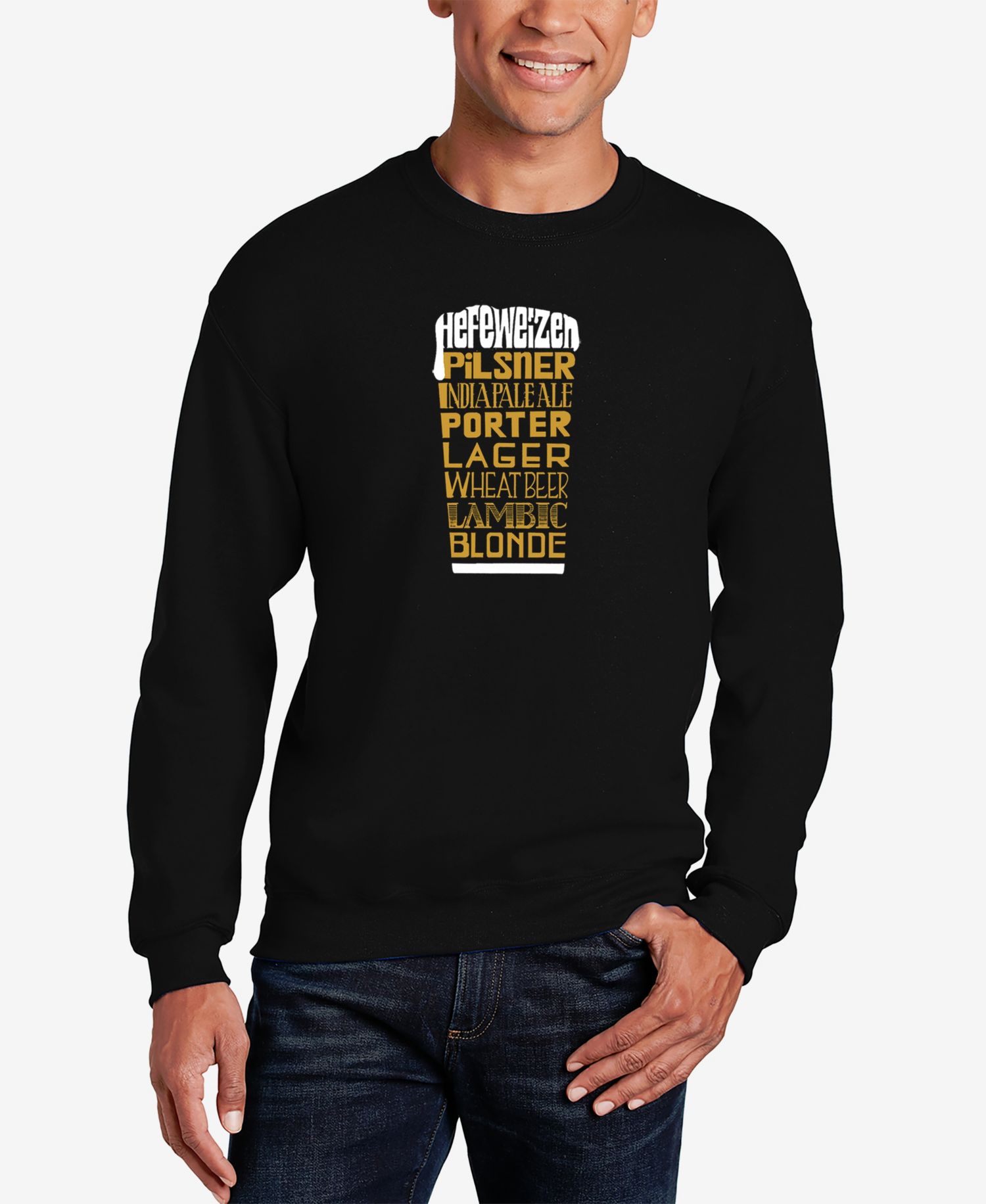 Men's Styles of Beer Word Art Crew Neck Sweatshirt