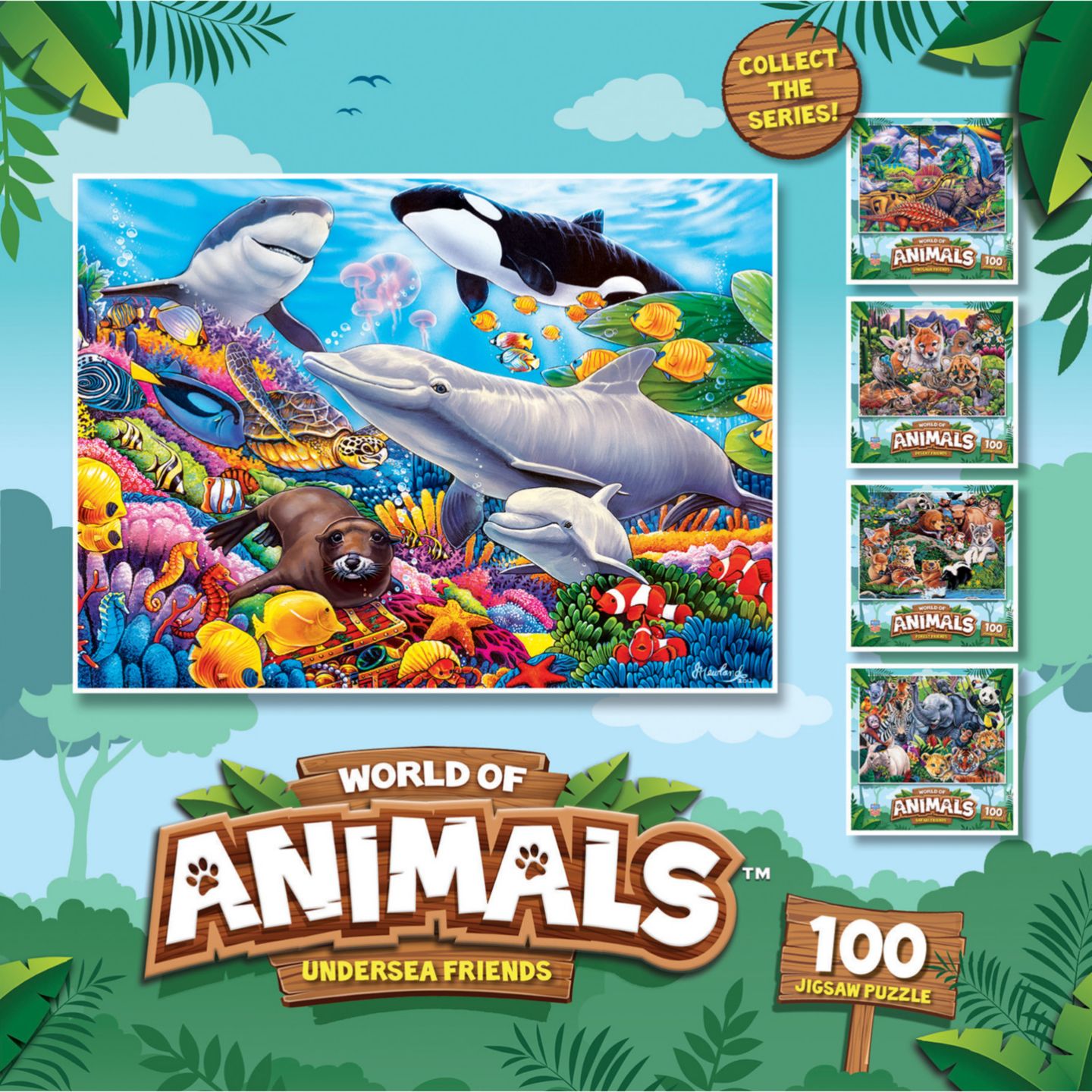 Детский пазл MasterPieces Puzzles MasterPieces World of Animals Undersea Friends 100 Piece Jigsaw Puzzle — фото 3