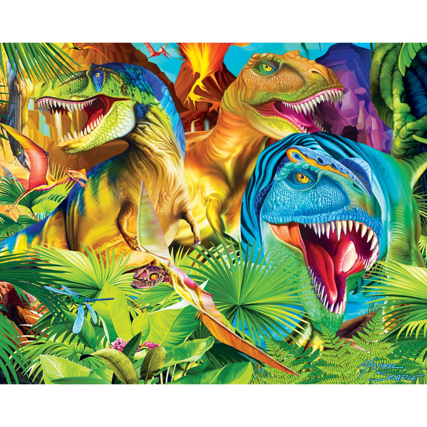 Детские игрушки MasterPieces Puzzles Glow-in-the-Dark Dinosaur 100-Piece Jigsaw Puzzles, 4-Pack, Ages 6+, цвет: Разноцветный — фото 3